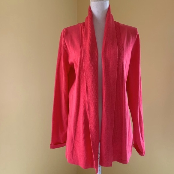 Pink Open-front Fine-knit Cardigan Large - Picture 3 of 8